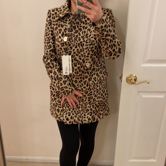 Zara leopard double button jacket. Xs - Picture 1 of 13
